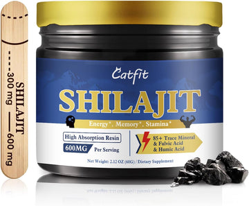 Shilajit Resin For Men & Women, Shilajit Supplement With 85+ Trace Minerals & Fulvic Acid For Energy, Focus, Brain And Immune Support, High Nutritional, Maximum Potency, 100 Serving / 60G