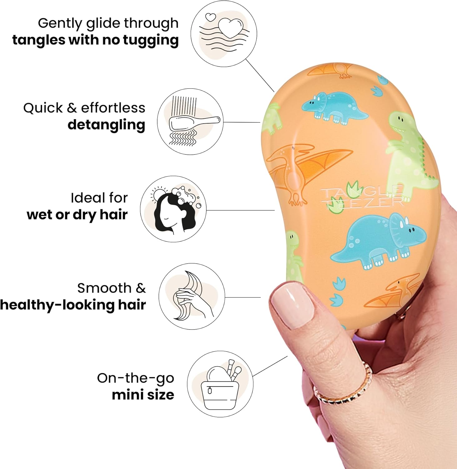 Tangle Teezer |The Original Mini Detangling Hairbrush | Palm Size Perfect for Kids & Travelling | Ideal for Wet & Dry Hair |Reduces Flyaways | Dino Mighty : Amazon.co.uk: Beauty