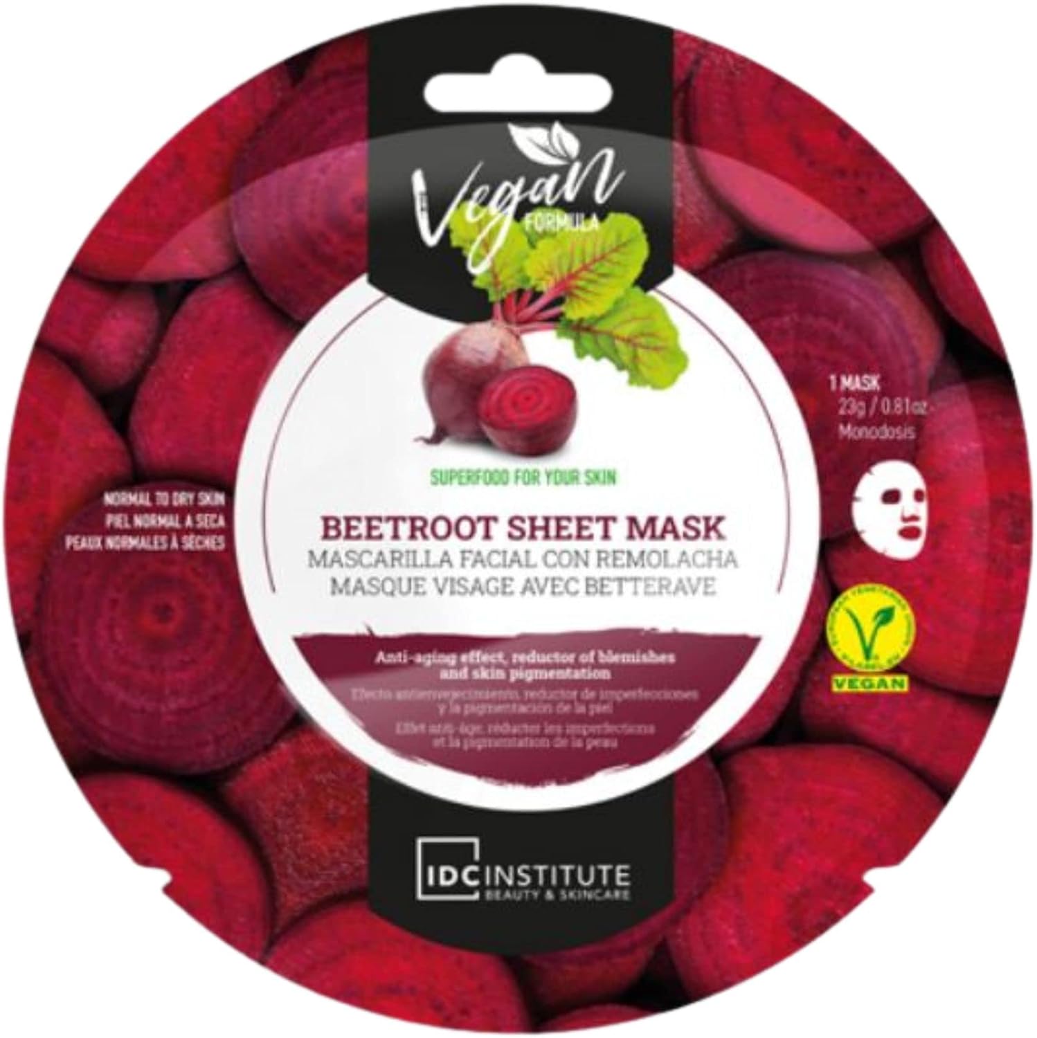Idc Institute Mask Beetroot For Normal To Dry Skin 23G Anti-Aging Effect, Reductor Of Blemishes And Skin Pigmentation