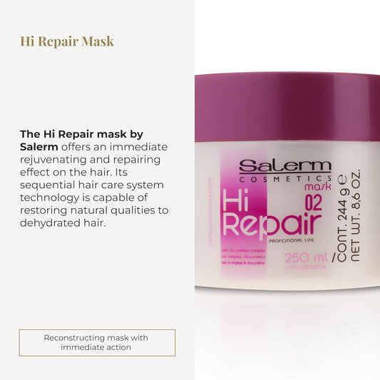 Salerm - Hair Repair Mask - Hi Repair Mask 02-1000 Ml - Deeply Moisturizes Damaged Hair - Repairs And Rejuvenates - Shinier And Softer Hair - Immediate Effect