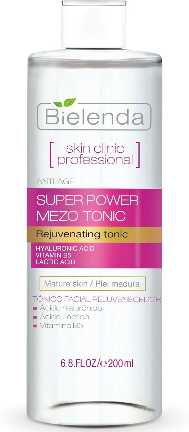 Bielenda Skin Clinic - Face Tonic Effectively Cleanses The Skin Strong Rejuvenation Reduction Of Wrinkles Skin Revitalization - Skin Clinic Professional With Lactic And Hialuronic Acid - 200 Ml