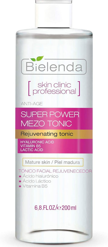 Bielenda Skin Clinic - Face Tonic Effectively Cleanses The Skin Strong Rejuvenation Reduction Of Wrinkles Skin Revitalization - Skin Clinic Professional With Lactic And Hialuronic Acid - 200 Ml