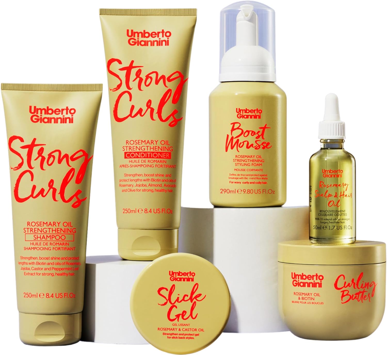 Umberto Giannini Grow Long Wash & Style Kit - Shampoo, Conditioner, Blow Dry Spray & Serum - Vegan & Cruelty Free Root Stimulating Hair Growth Kit For Hair Loss, 4 Piece Set