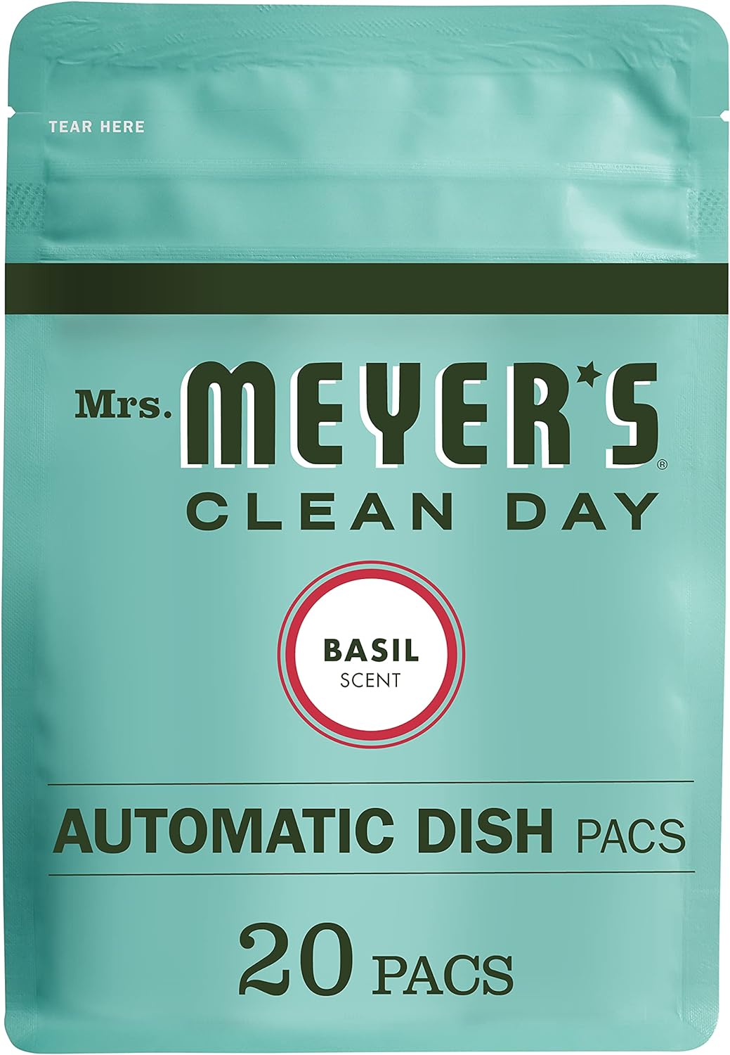 MRS. MEYER'S CLEAN DAY Automatic Dishwasher Pods, Basil, 20 Count