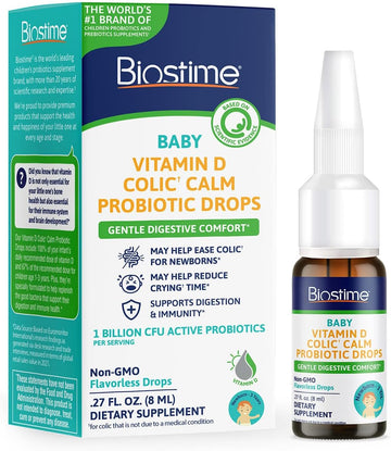 Biostime Colic Calm Baby Probiotic Vitamin D Drops for Infants & Newborns | Colic Baby Relief 1B CFU | Gripe Water Alternative | Newborn Gas Drops & Constipation Relief * | 32 Serving