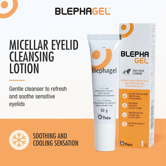 Blephagel Daily Eyelid Cleansing Gel | Gentle Cleanser to Refresh and Soothe Sensitive Eyelids | Preservative-Free and Hypoallergenic Formula | Pack of 3 x 30g Tube
