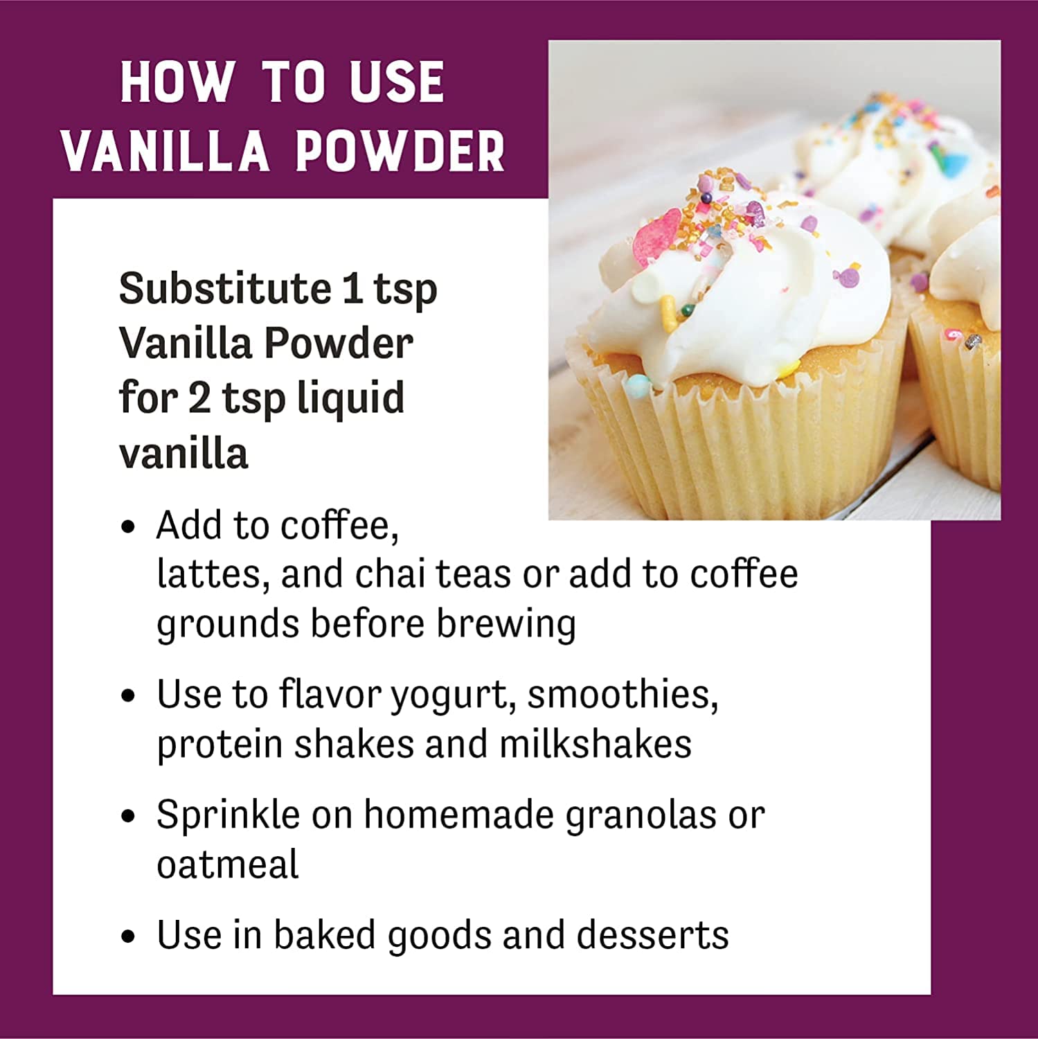 Judee's Premium Vanilla Powder 5 oz - Non-GMO and Made in the USA - Gluten-Free and Nut-Free - Add Extra Vanilla Flavor to Baked Goods, Coffee, Yogurt, Smoothies, and Protein Shakes : Grocery & Gourmet Food