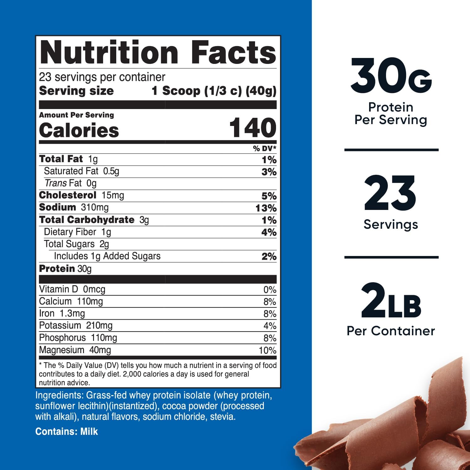 Nutricost Grass-Fed Whey Protein Isolate (Chocolate) 2S - Non-GMO, Gluten Free, Natural avors