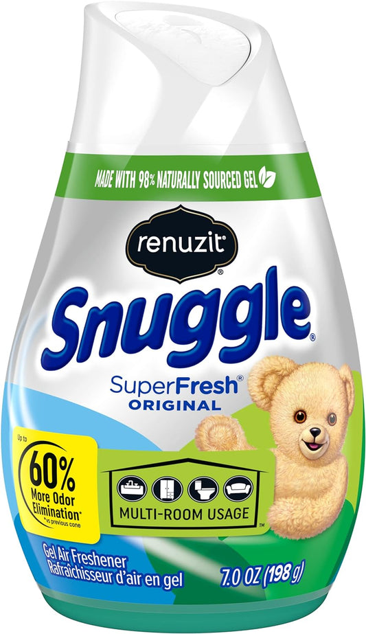 Renuzit Snuggle Adjustable Gel Air Freshener Cones, SuperFresh Original Scent, Odor Elimination, 12 Cones