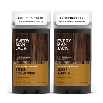 Every Man Jack Men'S Amber + Sandalwood Body Deodorant Stick, 2.6 Oz - 2 Pack