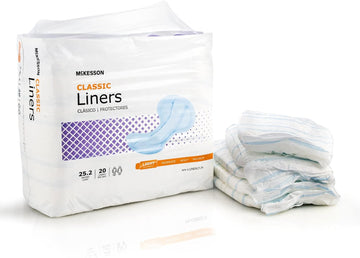 McKesson Classic Incontinence Liners, Light Absorbency for Postpartum - Disposable, Unisex, One Size Fits Most Adults - 25 1/5 in L, 20 Count, 1 Pack