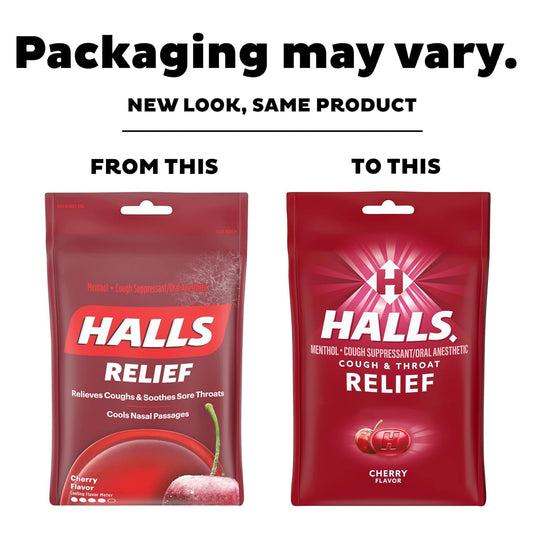 Halls Relief Cherry Cough Drops, 30 Drops