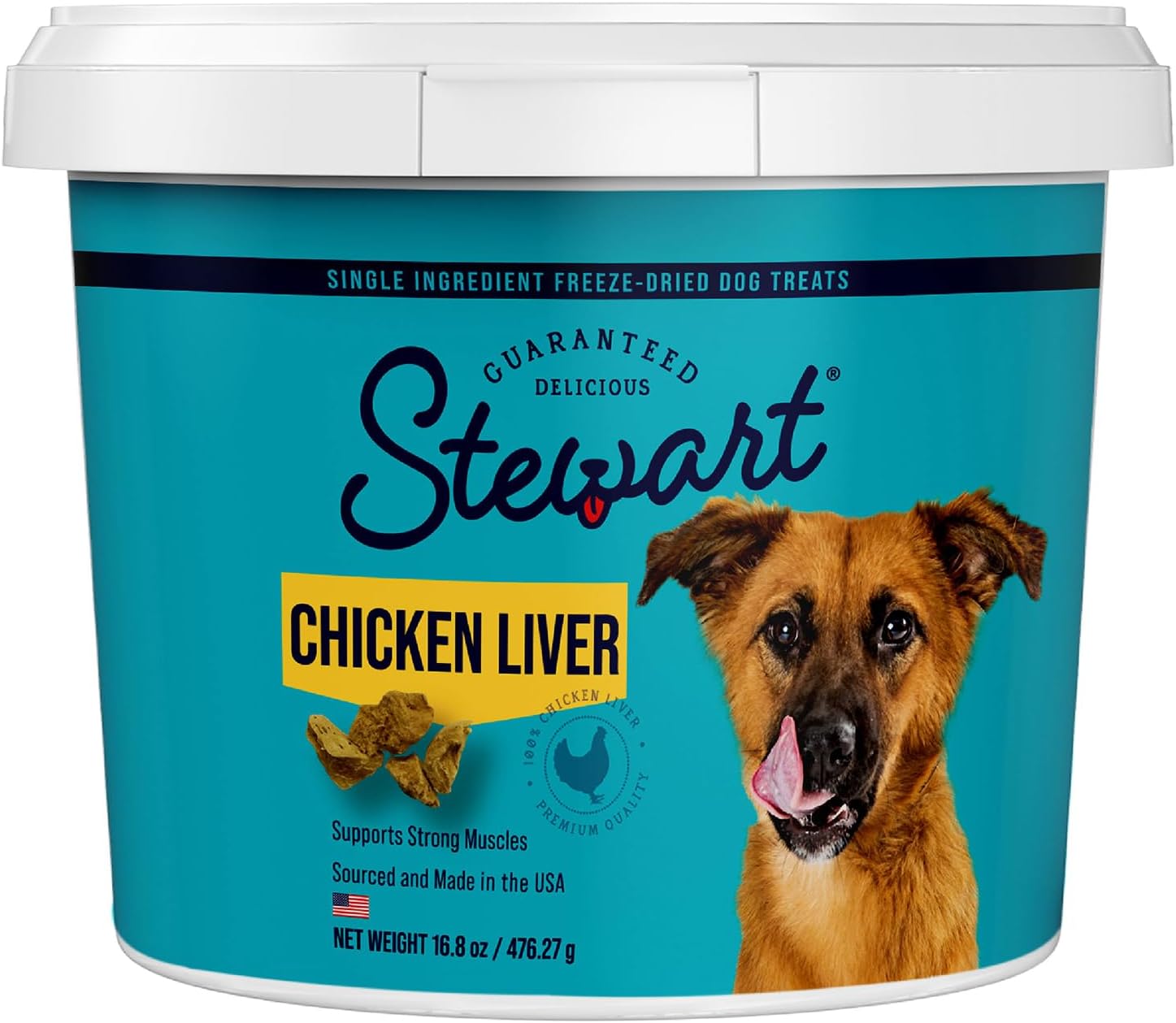 Stewart Freeze Dried Dog Treats, Chicken Liver, 16.8 Oz Grain Free & Gluten Free, Resealable Tub, Single Ingredient, Training Treat In Beef Liver, Salmon, Chicken Liver & Chicken Breast 4, 14, 21 Oz