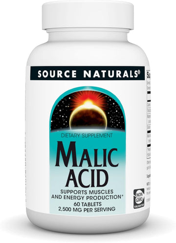 Source Naturals Malic Acid, Supports Muscles And Energy Production*, 2,500 Mg - 60 Tablets