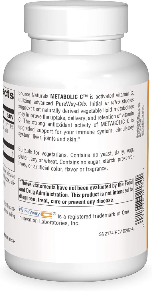 Source Naturals Metabolic C, 1000Mg Vitamin C - 200 Tablets