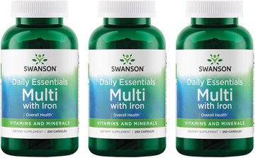 Swanson Multi And Mineral Daily Men'S Women'S Multivitamin Multimineral Health Supplement 250 Capsules (Caps) (3 Pack)
