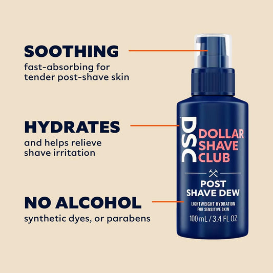 Dollar Shave Club | Post Shave Dew 3.4 Fl Oz (Pack Of 2) | A Hydrating Alternative To Aftershave For Men, Sensitive Skin, Post Shave Balm, Aftershave Lotion, Shaving Balm With Aloe