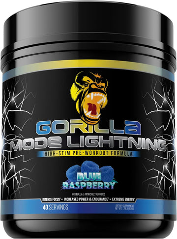 Gorilla Mode Lightning Pre-Workout - Extreme Energy · Laser Focus · Powerful Pumps · Peak Performance - 550Mg Caffeine, 13500Mg L-Tyrosine, Alpha-Gpc– 792G (Bombsicle)