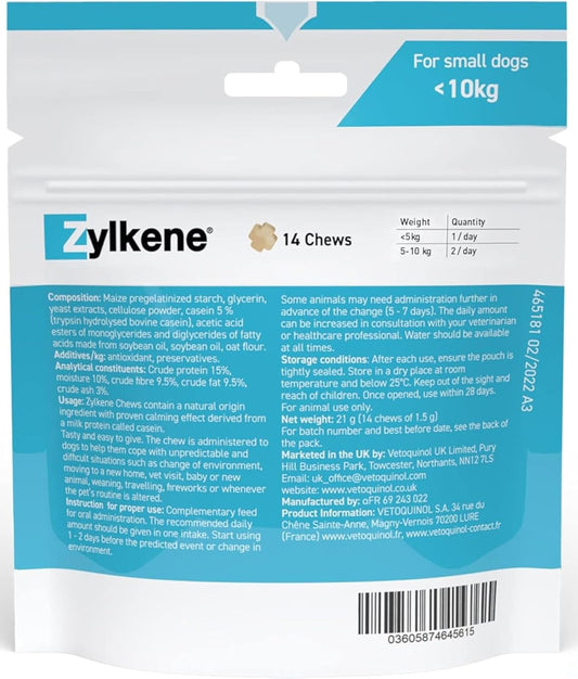 Zylkene Calming Chews For Medium Dogs (10 To 30Kg) | Promotes Relaxation | Helps Pets Cope With Short-Term Challenging Situations | Perfect For On The Go, Holidays, Travelling, Fireworks | 14 Chews
