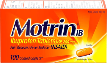 Motrin Ib, Ibuprofen 200Mg Tablets, Nsaid Pain Reliever & Fever Reducer For Headache, Backache, Muscular Aches, & Menstrual Cramps, Over-The-Counter Pain Relief Medicine, 100 Ct
