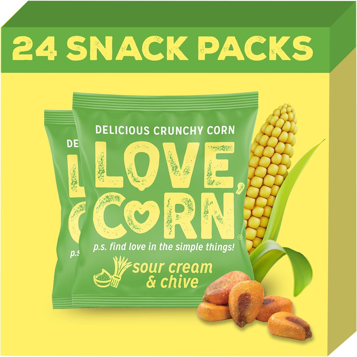 Love Corn Sweet & Salty Crunchy Corn Snack 20G X 24 Bags – Healthy Snacks Ideal For Gluten Free Diets – Alternative For Crisps, Popcorn & Chocolate – Perfect To Graze On