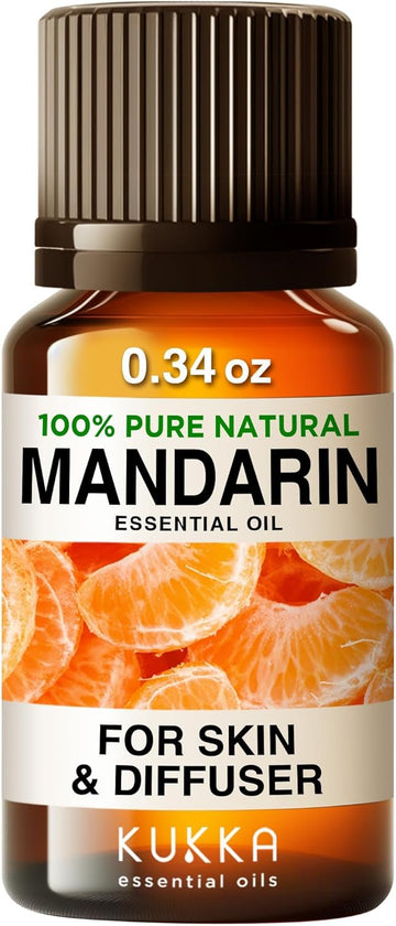 Kukka Mandarin Essential Oil For Diffuser - 100% Natural Mandarin Oil Essential Oil For Skin Care, Soap Making, Candle, Perfume, Fresh, Citrusy Scent (0.34 Fl Oz)