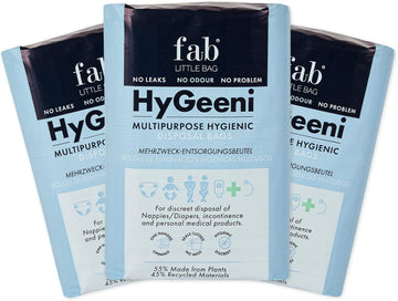 Fab Little Bag HyGeeni Nappy Disposal Bags, 150 Pack - Multipurpose Sanitary Bags for Nappies, Adult Nappies, Incontinence, Medical Waste, Ostomy Bag - No Mess, No Odour - Eco-Friendly