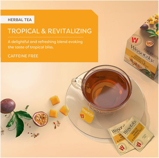 Wissotzky Mango & Passion Fruit Tea (20 Tea Bags) Caffine Free, Made With Premium Fruit & Herbal Tea Leaves