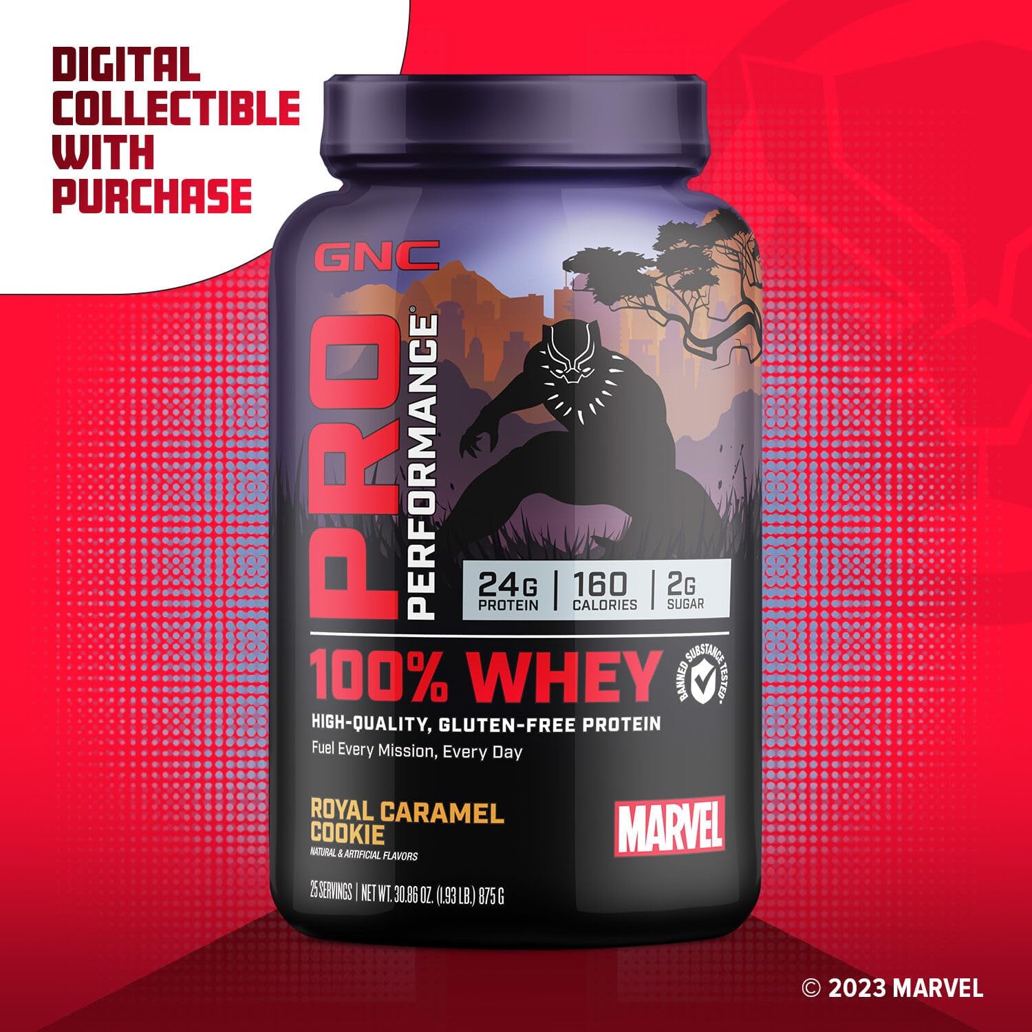 GNC Pro Performance 100% Whey - Marvel: Royal Caramel Cookie (25 Servings) : Health & Household