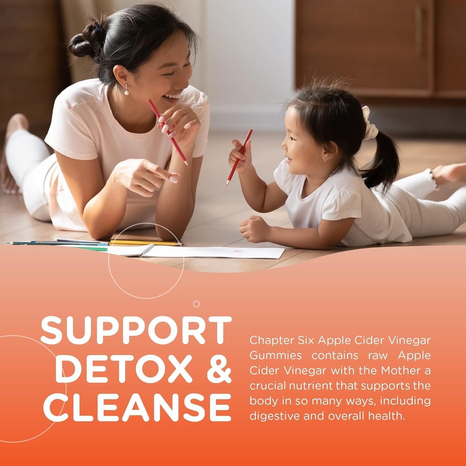 Chapter Six Apple Cider Vinegar Gummies, Apple, 60 Gummies : Health & Household