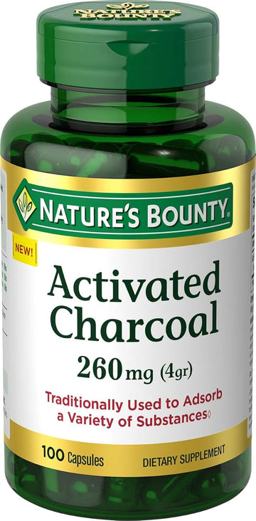 Nature'S Bounty Activated Charcoal 260 Mg, 100 Capsules, Dietary Supplement To Support A Healthy Lifestyle