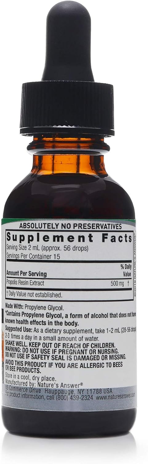 Nature's Answer Propolis Extract Alcohol Free, 1  (Value Pack of 2) | Natural Immune Booster | Sore Throat Relief | u Season Defense | Natural Antioxidant