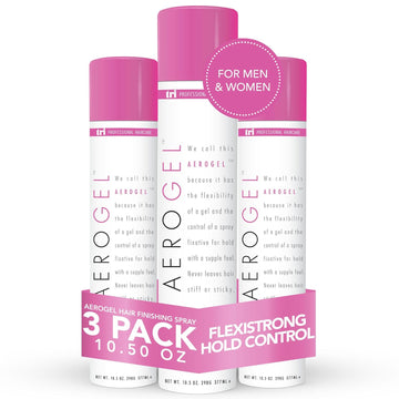 Tri Design Aerogel Finishing Spray - Flexible & Controllable Hairspray For Women And Men, For Hair Styling With A Firm And Extra Hold & Supple Feel, 3-Pack 10.5 Oz