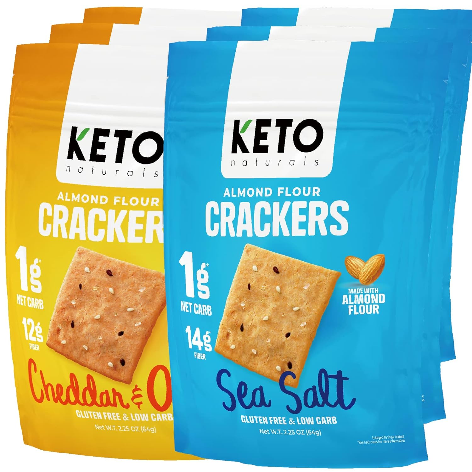 Keto Crackers Low Carb Crackers (Sea Salt & Cheddar & Onion) Keto Friendly Zero Carb No Sugar Added Gluten Free (6 Packs) Almond Flour Crackers Absolutely Gluten Free