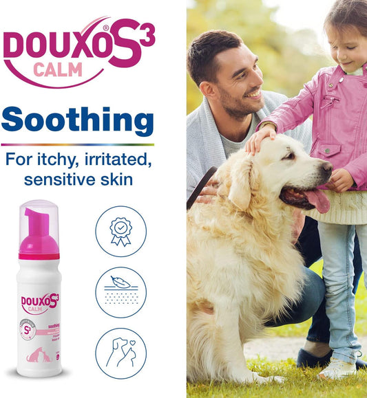 Douxo S3 Calm Mousse – Soothing Leave-On Mousse For Dogs & Cats, Helps Relieve Itchy, Irritated Skin, Hypoallergenic & Fragrance-Free, Ideal For Sensitive Pets – 150Ml