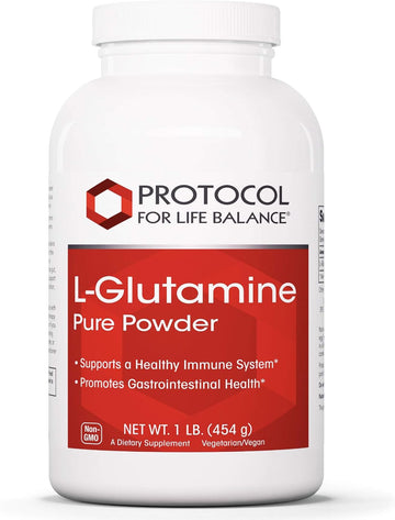 Protocol L-Glutamine 5g Powder - Immune Support, Nitrogen Balance, Gut & Brain Health - Amino Acids Supplement - L-Glutamine Powder - Kosher - 1 lb - 91 Servings