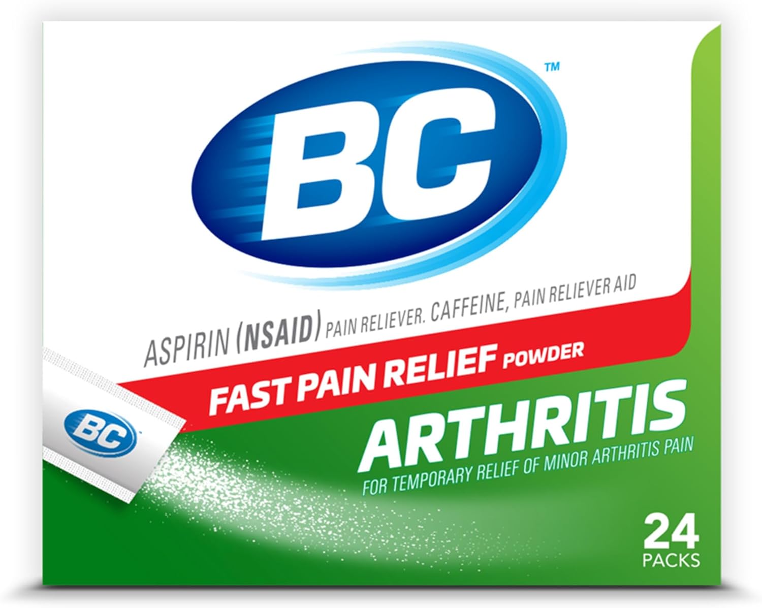 BC Pain Relief Powder, Arthritis Pain, 24 ct (Pack of 1)