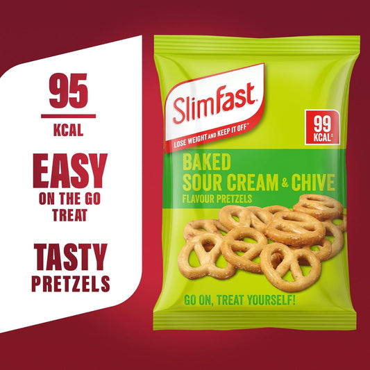Slimfast Sour Cream Pretzel Snack Bag, Crunchy, Tasty Low Calorie Snack, 12 X 23G Multipack