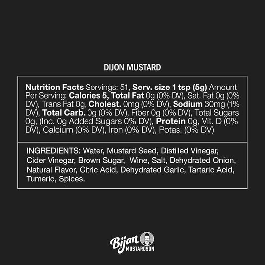 Bijan Mustardson Gourmet Dijon Mustard, Bold & Smooth 9 Oz – Premium Spicy Condiment For Sandwiches, Pretzels, Burgers