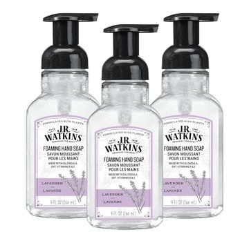 J.R. Watkins Foaming Hand Soap With Pump Dispenser, Moisturizing Foam Hand Wash, All Natural, Alcohol-Free, Cruelty-Free, Usa Made, Lavender, 9 Fl Oz, 3 Pack