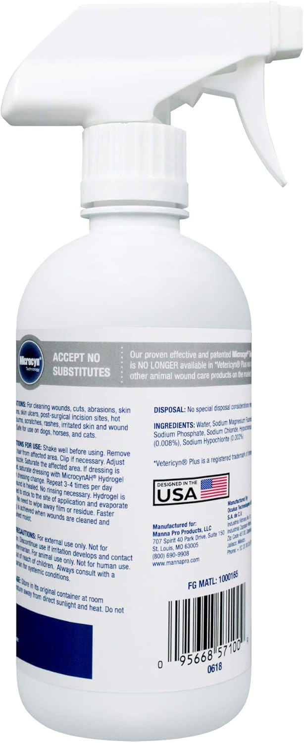 Manna Pro MicrocynAH Wound & Skin Care Hydrogel, 16 oz : Pet Supplies
