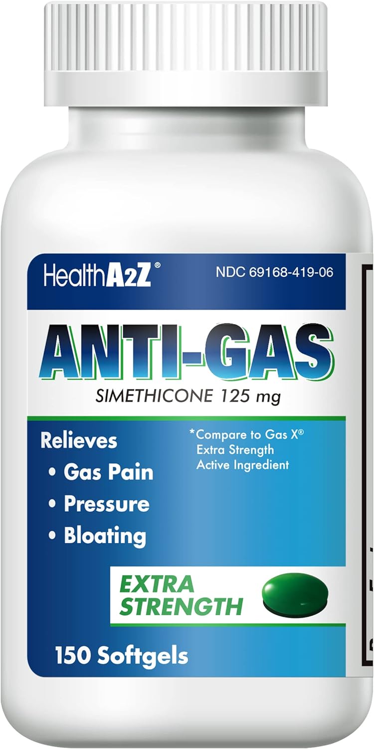 Healtha2Z Gas Relief Simethicone 125Mg Extra Strength – Fast Relief From Gas, Bloating & Stomach Discomfort