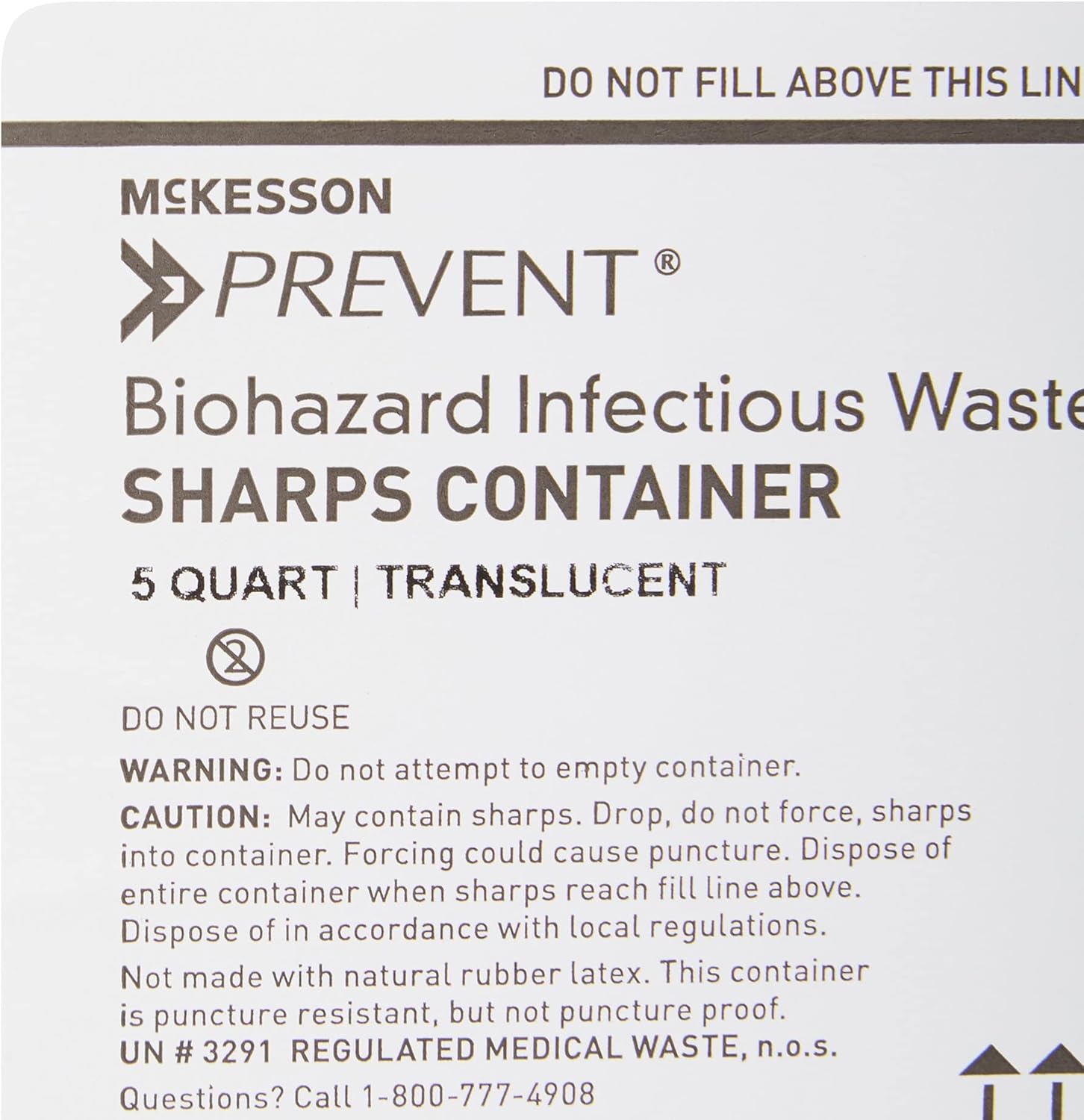 McKesson Prevent Sharps Container for Home Use, 5 Quart - for Biohazard Infectious Waste, Needle and Syringe Disposal - Translucent, Touchless Lid - White, 1 Count : Health & Household