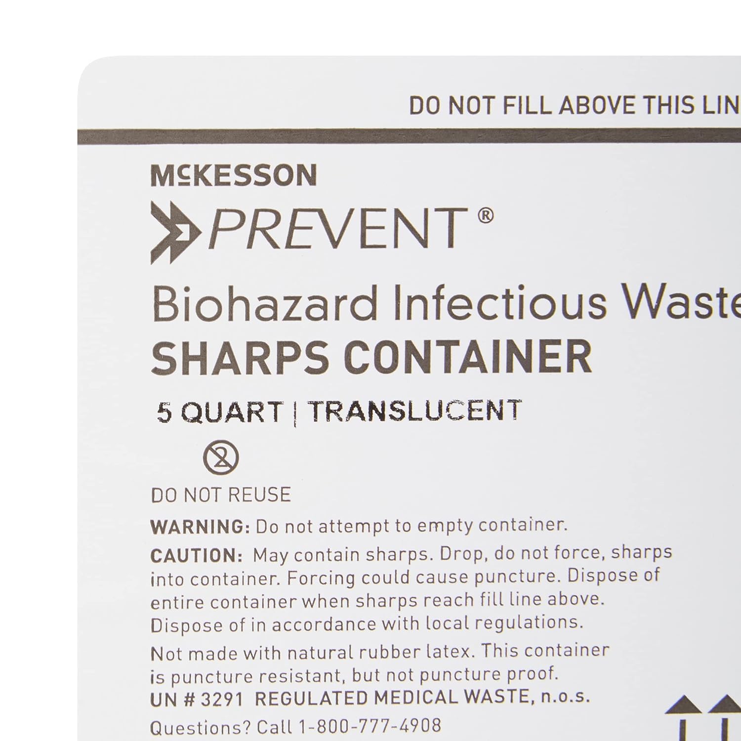 McKesson Prevent Sharps Container - Plastic, Horizontal Entry, Counter-Balanced Door Lid - White, 1.25 gal, 10 1/2 in x 4 3/4 in x 10 3/4 in, 1 Count