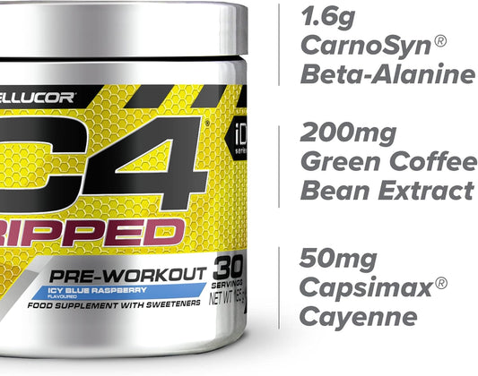C4 Ripped Pre Workout Powder Raspberry Lemonade 30 Servings | Zero Sugar Pre Workout With 150Mg Caffeine, 500Mg L Carnitine, 1600Mg Beta Alanine, 200Mg Green Coffee Bean Extract