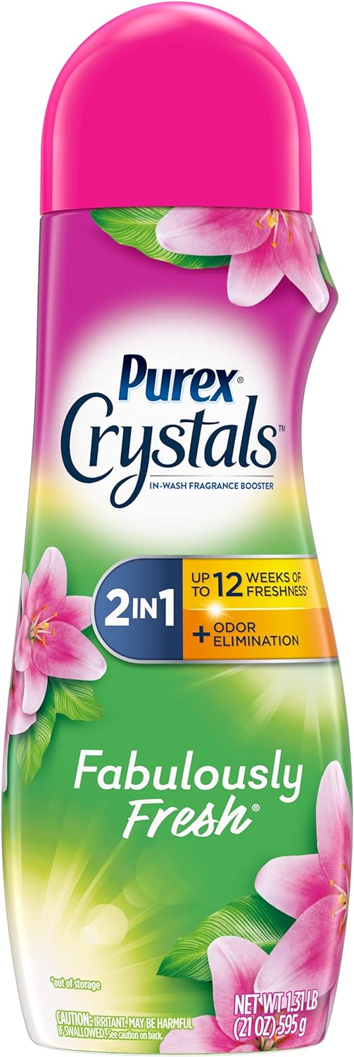 Purex Crystals In-Wash Fragrance and Scent Booster, Fabulously Fresh, 21 Ounce, Pack of 4, 84 Total Ounces