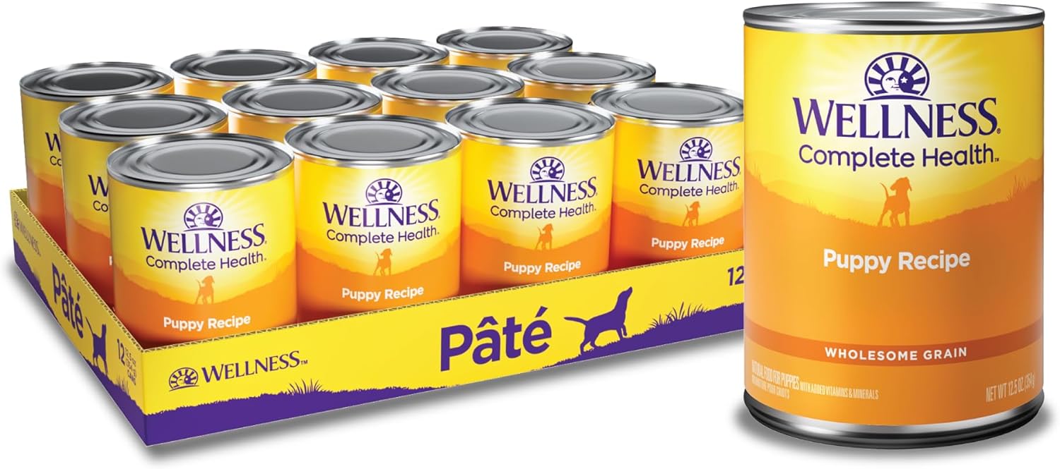 Wellness Complete Health Natural Wet Canned Puppy Food, Puppy Chicken & Salmon 12.5-Ounce Can (Pack Of 12)