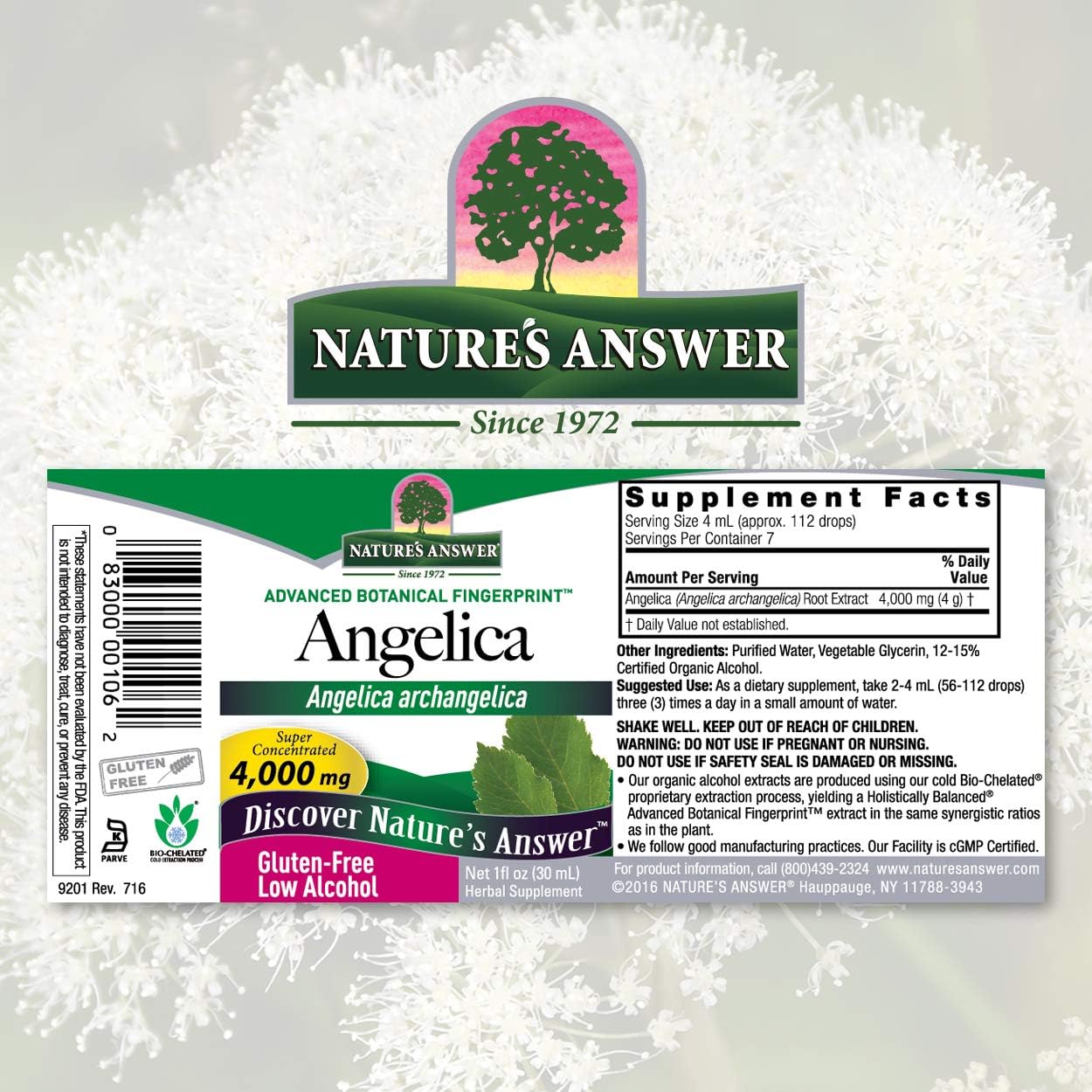 Nature's Answer Angelica Root with Organic Alcohol 4000mg 1 | Mesopause Support | Female Hormonal Balance | Fertility Support | Single Count