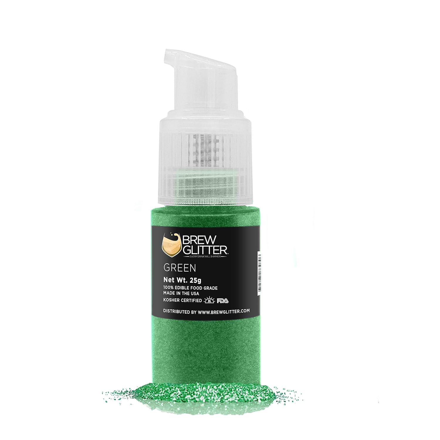 Brew Glitter - Green (25G 1X Pump) | Edible Glitter For Cocktails, Mocktails And Beverages