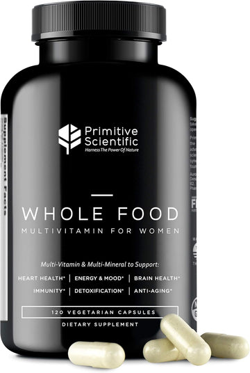 Whole Food Multivitamin For Women, Natural Formula For Immune, Heart, Energy Support, And Cleansing (120 Vegetarian Capsules)